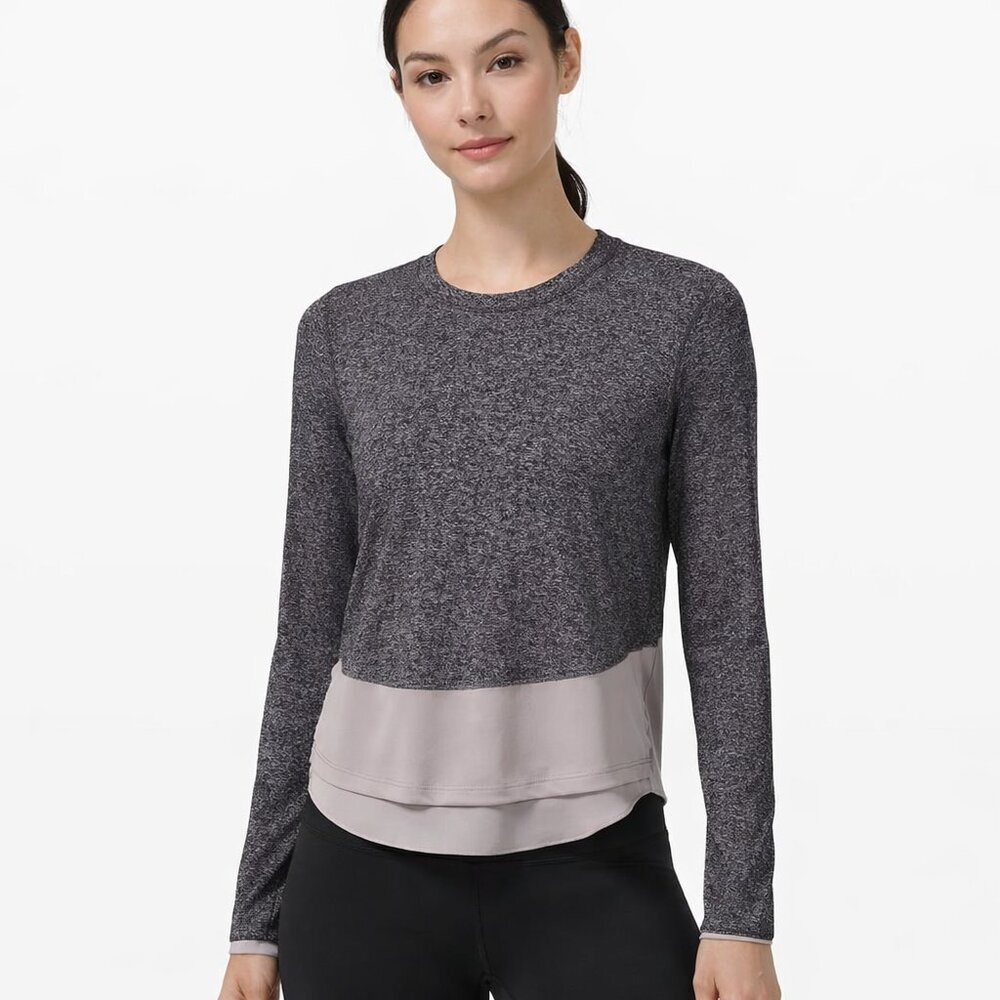 Lululemon Sole Training Long Sleeve 2 Alpine White Dark Chrome UV Active Top
